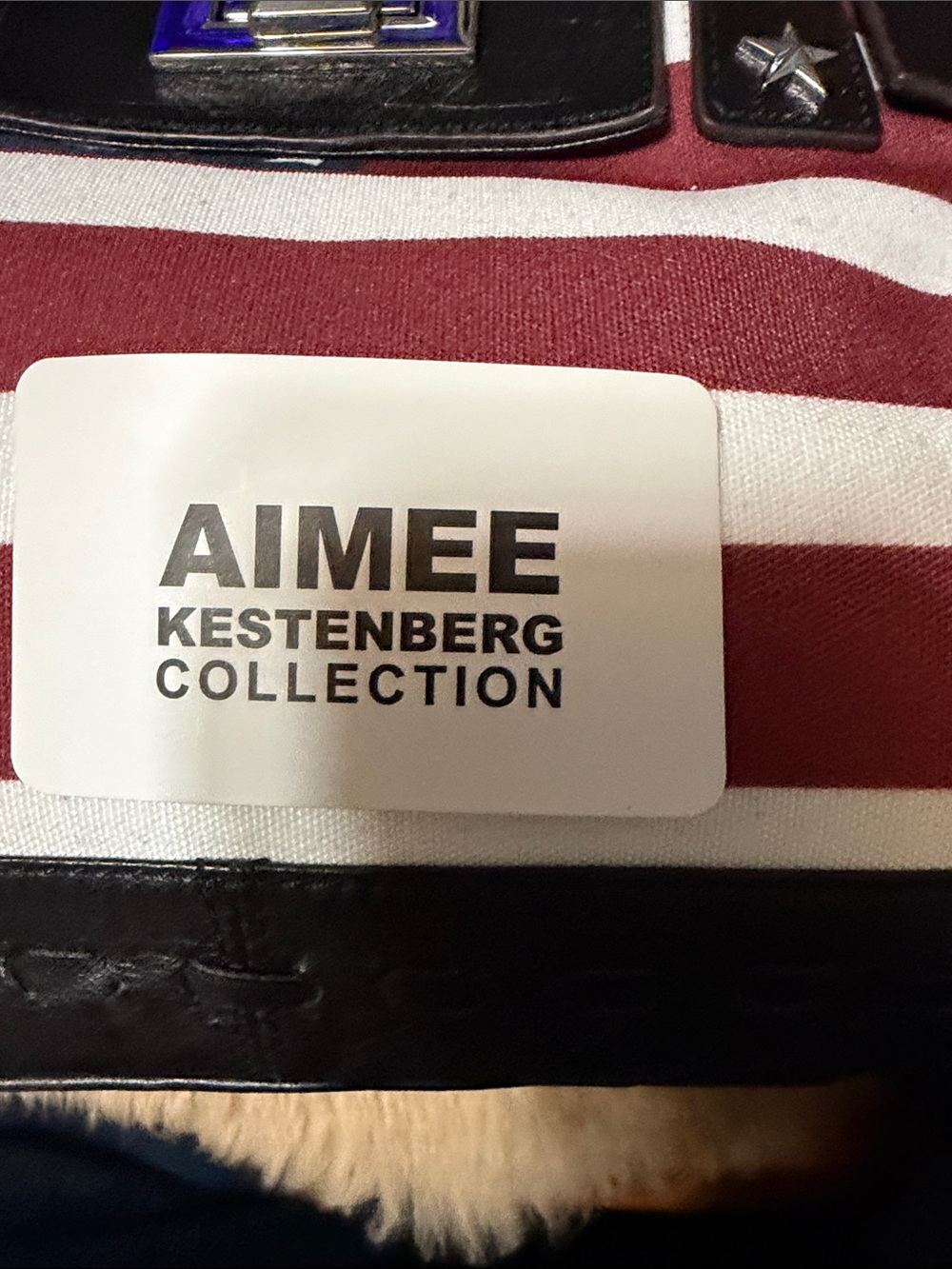 Aimee Kestenberg Black Leather American Flag Tote Bag Studded Satchel Handbag - Picture 6 of 13